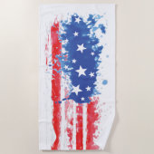 Rood Wit en Blauw Amerikaans Vlag Splatter Strandlaken (Voorkant)
