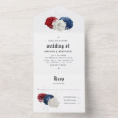 Rood Wit en Blauw Amerikaanse Bruiloft All In One Uitnodiging (Binnen)