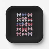 Rood wit en blauw Amerikaanse Coquette Bows 4 juli Papieren Bordje (Voorkant)