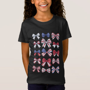 Rood wit en blauw Amerikaanse Coquette Bows 4 juli T-shirt