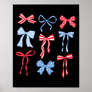 Rood wit en blauw Amerikaanse Coquette Bows Funny Poster