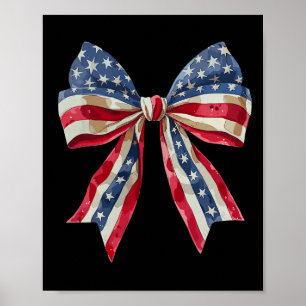Rood wit en blauw Amerikaanse Coquette Bows Funny Poster