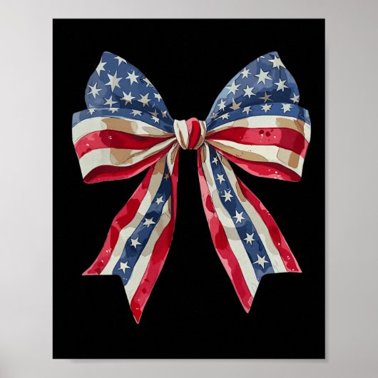 Rood wit en blauw Amerikaanse Coquette Bows Funny Poster (Voorkant)