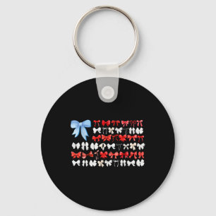 Rood wit en blauw Amerikaanse Coquette Bows Funny  Sleutelhanger
