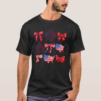 Rood wit en blauw Amerikaanse Coquette Bows Funny  T-shirt