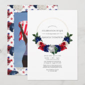 Rood Wit en Blauw Amerikaanse Levensviering Kaart (Voorkant / Achterkant)