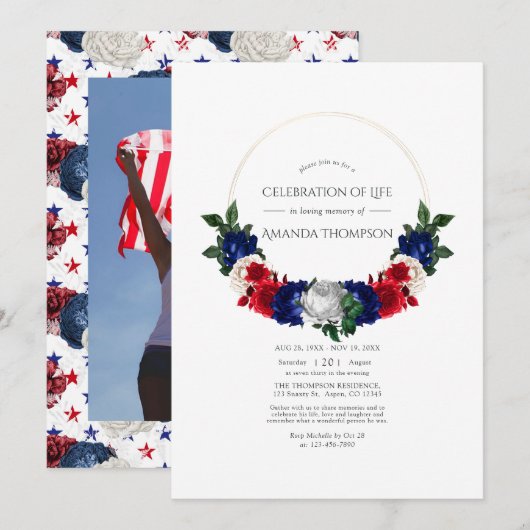 Rood Wit en Blauw Amerikaanse Viering van het Leve Kaart (Voorkant / Achterkant)