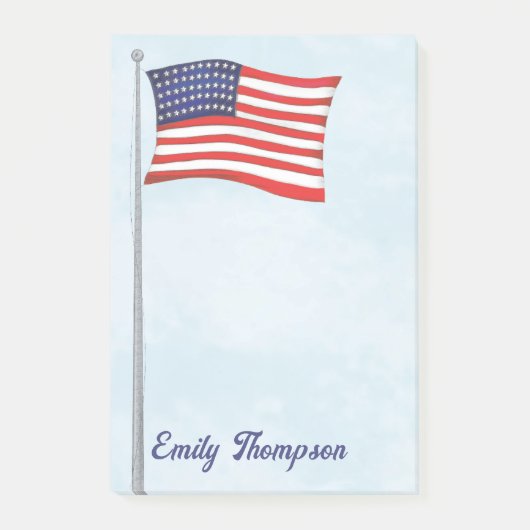 Rood Wit en Blauw Amerikaanse Vlag Custom Post-it® Notes (Voorkant)