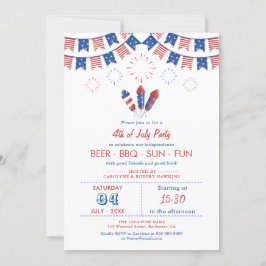 Rood, wit en blauw-Amerikaanse vlag op 4 juli Kaart