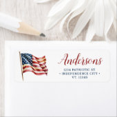 Rood wit en blauw Amerikaanse vlag retouradres Etiket (Insitu)