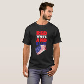 Rood Wit en Blauw Amerikaanse Vlag VS T-shirt (Voorkant volledig)