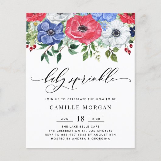 Rood, wit en blauw Anemone Baby shower (Voorkant)