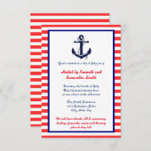 Rood wit en blauw anker - 3x5 partijuitnodiging kaart (Voorkant / Achterkant)