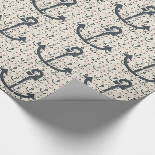 Rood wit en blauw anker cadeaupapier (Hoek)