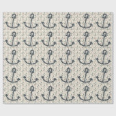 Rood wit en blauw anker cadeaupapier (Vlak)