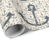 Rood wit en blauw anker cadeaupapier (Rol Hoek)