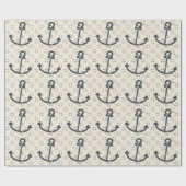 Rood Wit en Blauw Anker Cadeaupapier (Vlak)