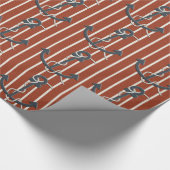 Rood Wit en Blauw Anker Gift Wrap Cadeaupapier (Hoek)