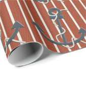 Rood Wit en Blauw Anker Gift Wrap Cadeaupapier (Rol Hoek)