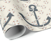 Rood Wit en Blauw Anker Gift Wrap Cadeaupapier (Rol Hoek)