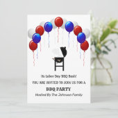 Rood Wit en Blauw Arbeidsdag BBQ Party Uitnodiging (Staand voorkant)