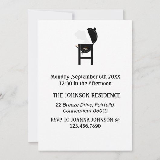 Rood Wit en Blauw Arbeidsdag BBQ Party Uitnodiging (Achterkant)