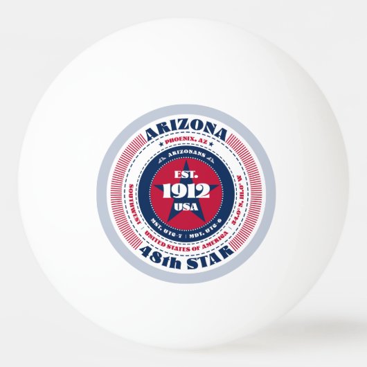 Rood, wit en blauw Arizona Circle Pingpongbal (Voorkant)