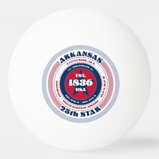 Rood, wit en blauw Arkansas Circle Pingpongbal (Voorkant)