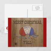Rood, Wit en Blauw Armadillo-Merry Christmas Y'al Feestdagenkaart (Voorkant / Achterkant)