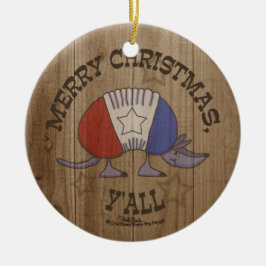 Rood, Wit en Blauw Armadillo-Merry Christmas Y'al Keramisch Ornament