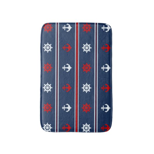 Rood wit en blauw autisch patroon badmat (Voorkant Verticaal)