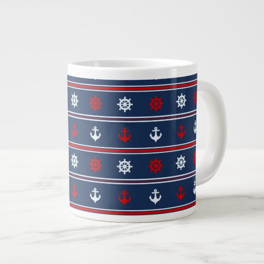 Rood wit en blauw autisch patroon grote koffiekop (Voorkant rechts)