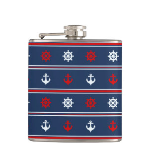 Rood wit en blauw autisch patroon heupfles