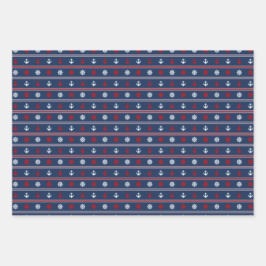 Rood wit en blauw autisch patroon inpakpapier vel (Voorkant)