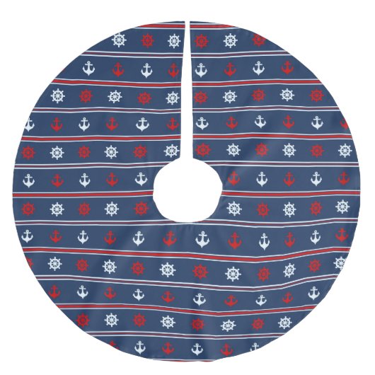 Rood wit en blauw autisch patroon kerstboom rok (Voorkant)