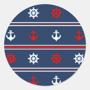 Rood wit en blauw autisch patroon ronde sticker