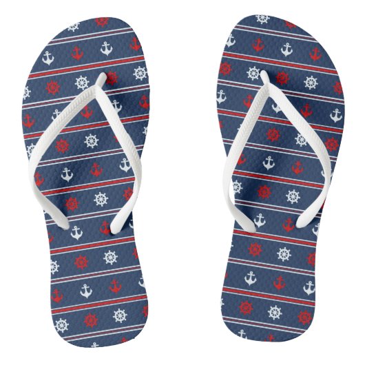 Rood wit en blauw autisch patroon teenslippers (Voetbed)