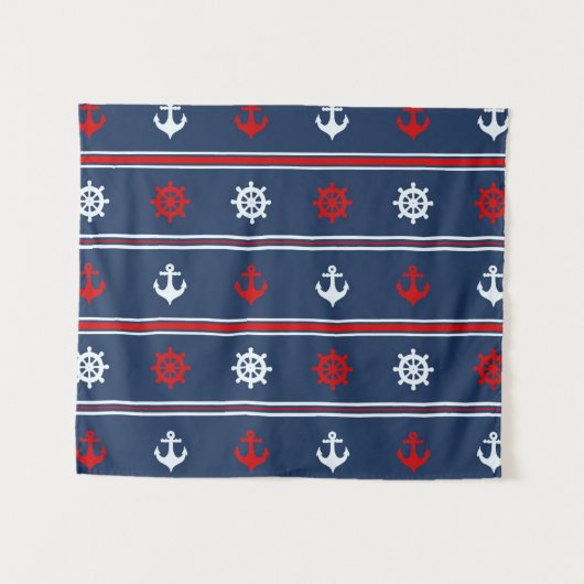 Rood wit en blauw autisch patroon wandkleed (Voorkant (horizontaal))