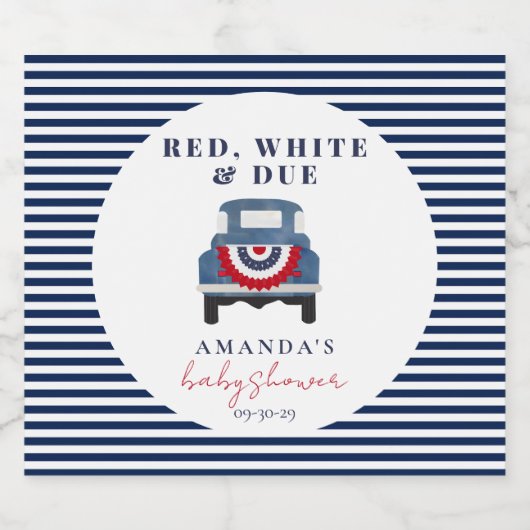 Rood wit en blauw Baby shower gunst Sparkling Wijnetiket (Enkel label)