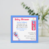 Rood, Wit en Blauw Baby shower Uitnodiging (Staand voorkant)