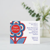 Rood, wit en blauw Baby shower Uitnodiging Briefkaart (Staand voorkant)