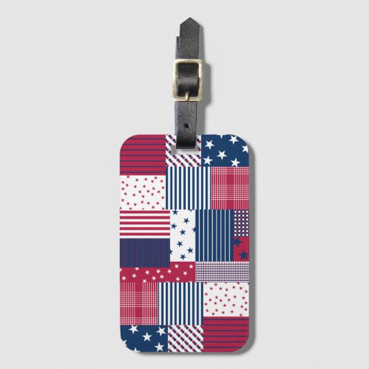 Rood, wit en blauw bagagelabel (Voorkant (verticaal))