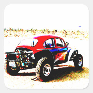 Rood wit en blauw Baja Bug in alle categorieën Vierkante Sticker