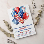 Rood Wit en Blauw Ballon 4th van Juli Feest Kaart