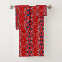 Rood, Wit en Blauw Bandana Handdoek Set