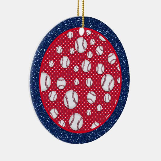 Rood wit en blauw Baseball Keramisch Ornament (Rechts)