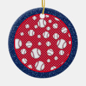 Rood wit en blauw Baseball Keramisch Ornament (Voorkant)