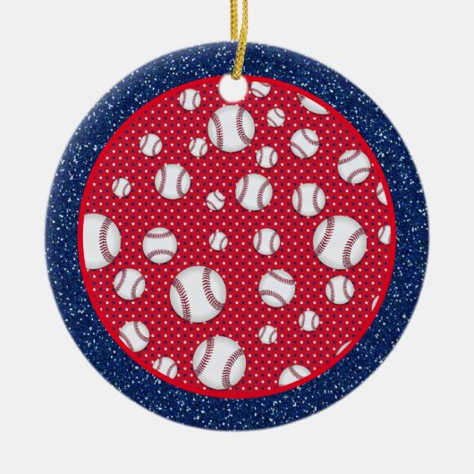 Rood wit en blauw Baseball Keramisch Ornament (Voorkant)