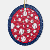 Rood wit en blauw Baseball Keramisch Ornament (Links)