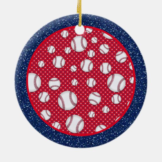 Rood wit en blauw Baseball Keramisch Ornament (Achterkant)